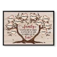 Personalized Poster For Family Tree Of Hearts Custom Name