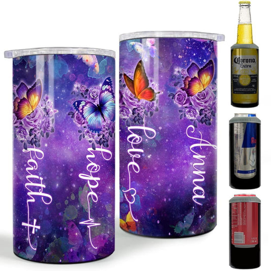 Personalized Purple Butterfly Can Cooler Best Gift For Women