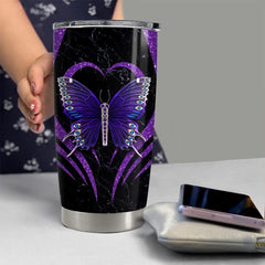 Personalized Purple Butterfly Tumbler Glitter For Animal Lover