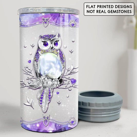 Personalized Purple Owl Can Cooler Jewelry Drawing Style For Women