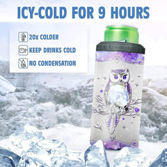 Personalized Purple Owl Can Cooler Jewelry Drawing Style For Women