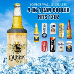 Personalized Queen Bee Can Cooler Best Gift For Animal Lover