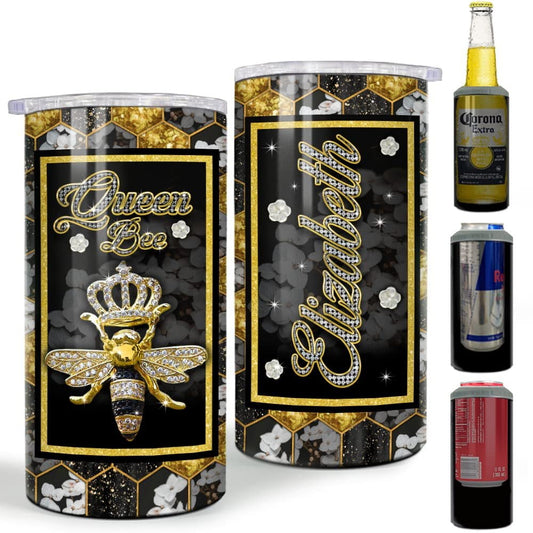 Personalized Queen Bee Can Cooler Gift Who Loves Jewelry For Women