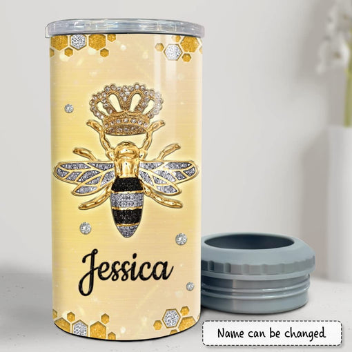 Personalized Queen Bee Can Cooler Jewelry Crown Drawing Style