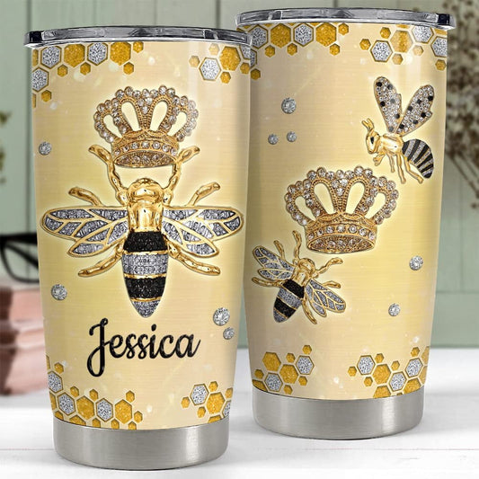 Personalized Queen Bee Tumbler Jewelry Crown Style For Animal Lover