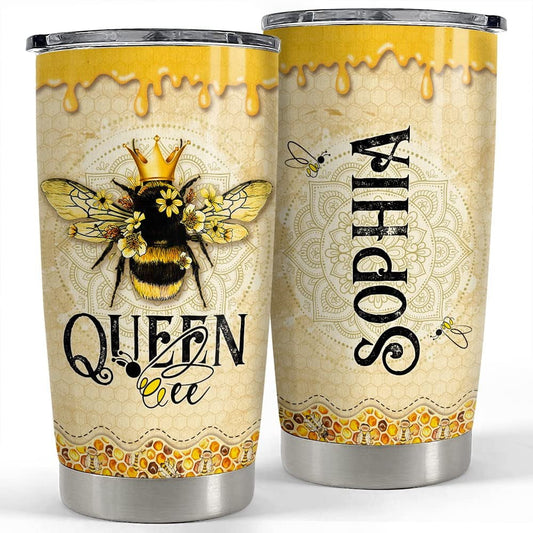 Personalized Queen Bee Tumbler Mandala Drawing For Animal Lover