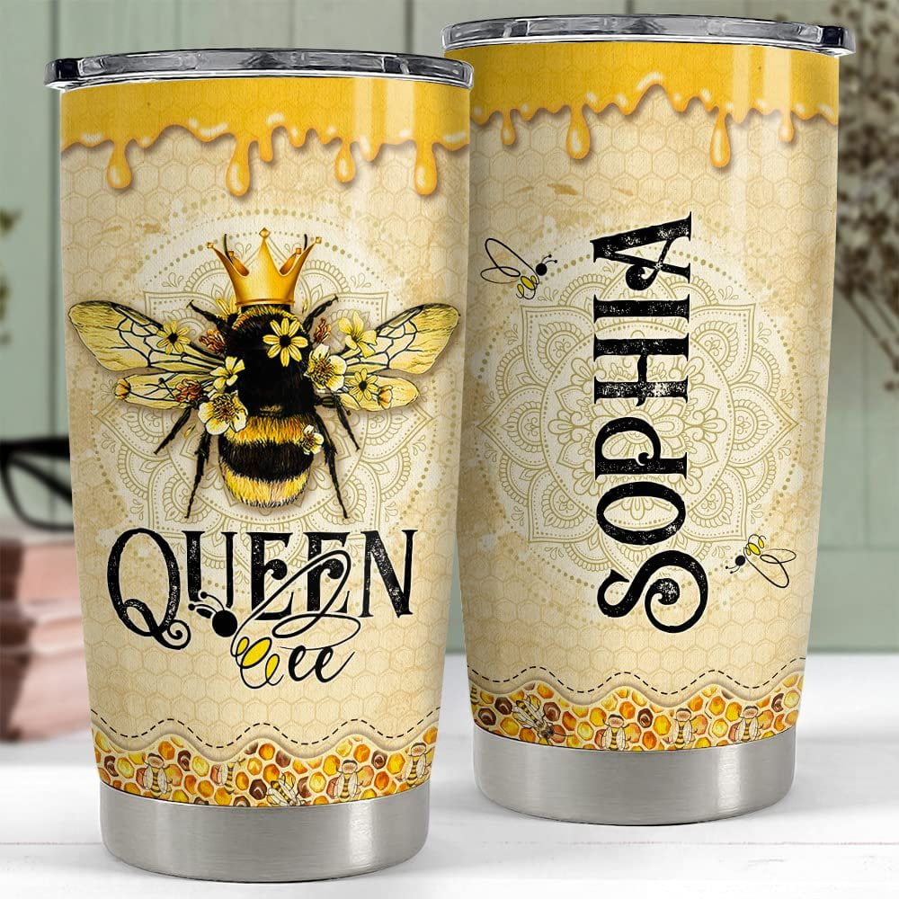Personalized Queen Bee Tumbler Mandala Drawing For Animal Lover