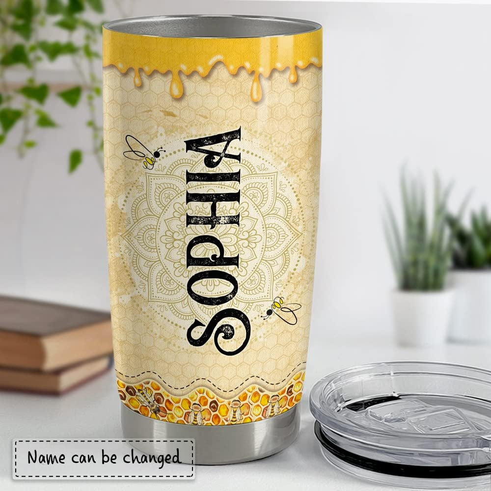 Personalized Queen Bee Tumbler Mandala Drawing For Animal Lover