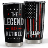 Personalized Retired Tumbler Retirement American Flag For Coworker
