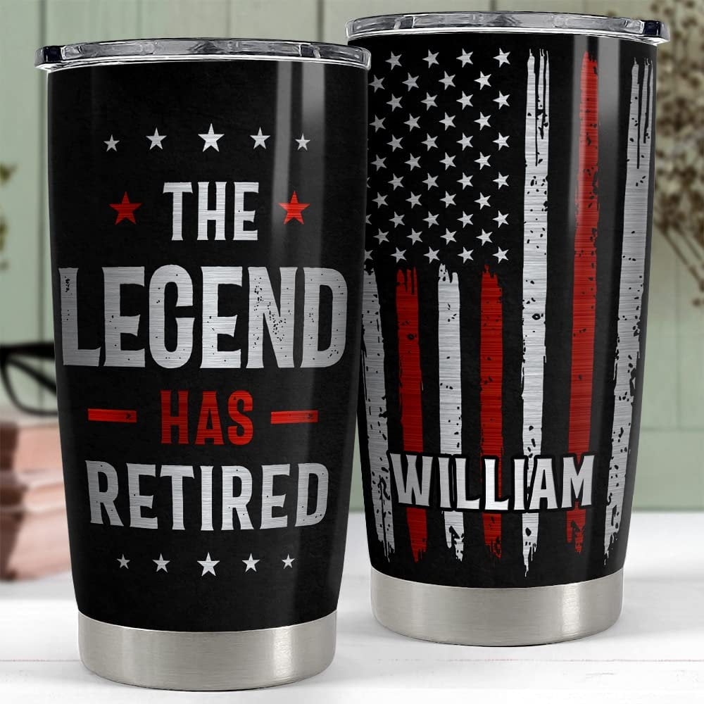 Personalized Retired Tumbler Retirement American Flag For Coworker