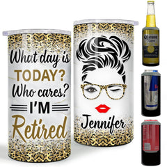 Personalized Retirement Gift Can Cooler Lady Retired For Coworker