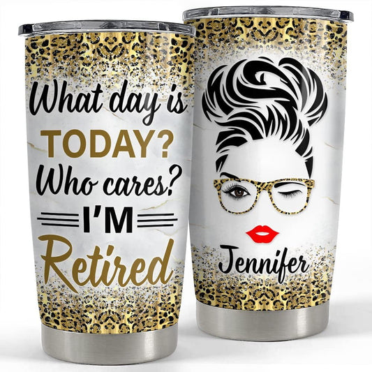 Personalized Retirement Gift Tumbler Lady Retired For Coworker Office