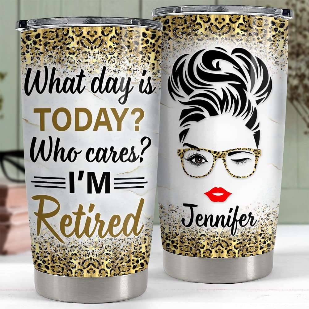 Personalized Retirement Gift Tumbler Lady Retired For Coworker Office