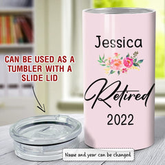 Personalized Retirement Lady Can Cooler With Lid For Coworker Office