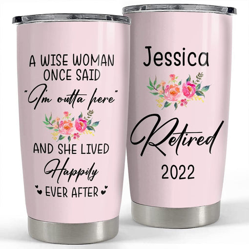 Personalized Retirement Lady Tumbler With Lid For Coworker Office