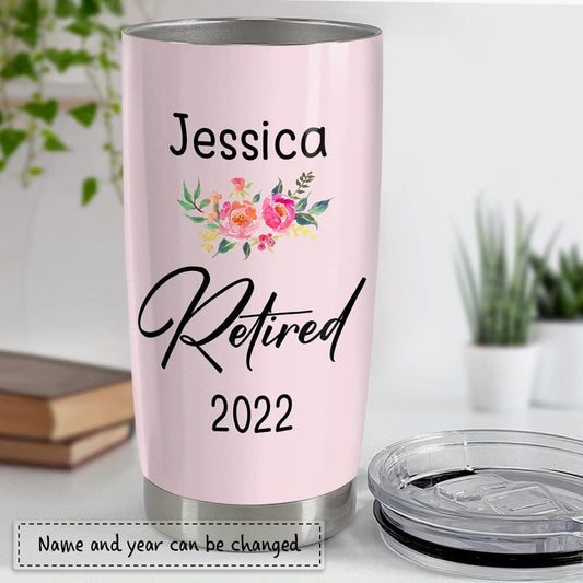 Personalized Retirement Lady Tumbler With Lid For Coworker Office