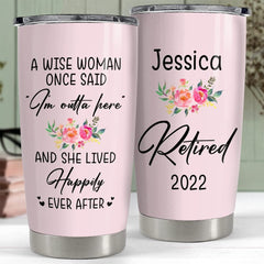 Personalized Retirement Lady Tumbler With Lid For Coworker Office