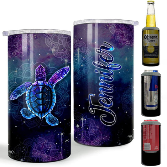 Personalized Sea Turtle Galaxy Can Cooler Animal Lovers For Women