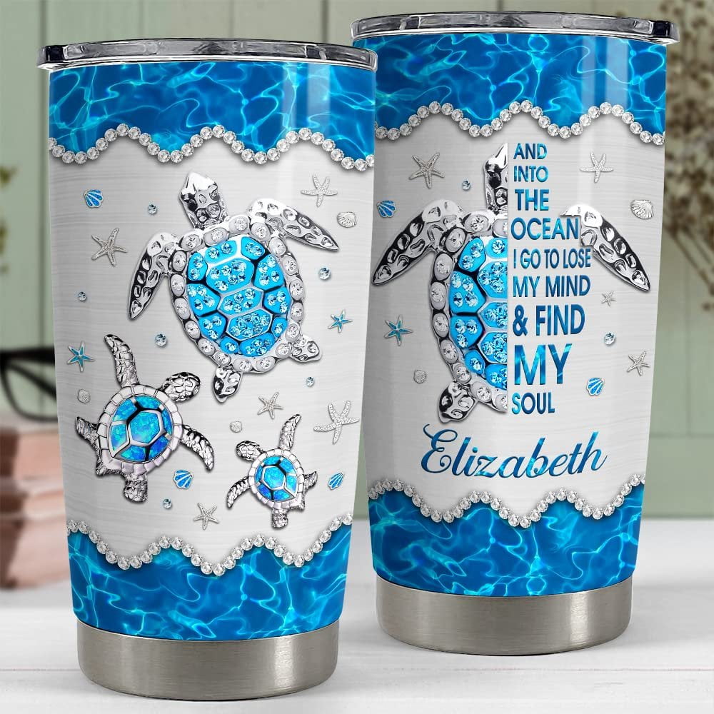 Personalized Sea Turtle Tumbler Into The Ocean Jewelry Style