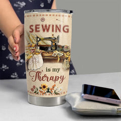 Personalized Sewing Tumbler Sewing Therapy For Lover Mom Grandma