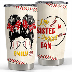 Personalized Sister Tumbler Baseball Tumbler Bun Hair Girl For Best Friend