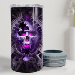 Personalized Skull Can Cooler Art 3D Drawing Purple Skulls Lovers