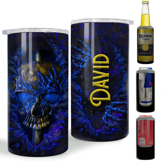 Personalized Skull Can Cooler Art Skulls Gift For Men Dad Father