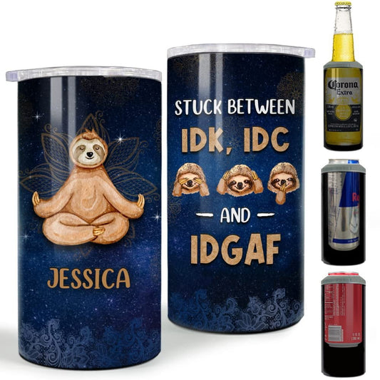 Personalized Sloth Can Cooler Funny Yoga Best Gift For Animal Lover