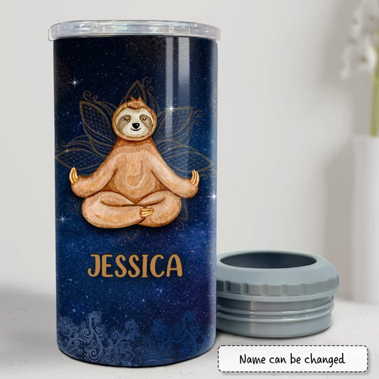 Personalized Sloth Can Cooler Funny Yoga Best Gift For Animal Lover