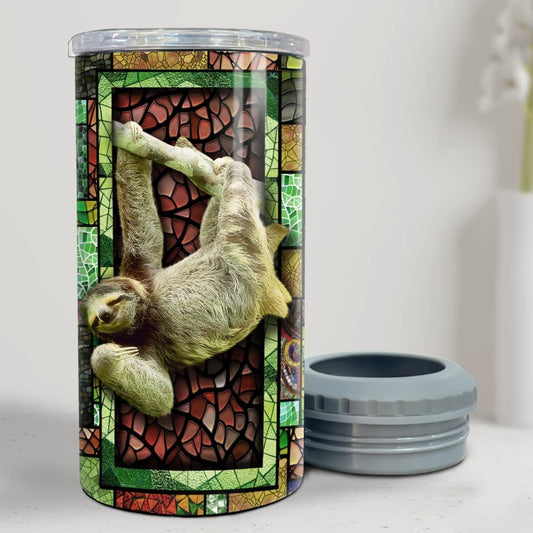 Personalized Sloth Can Cooler Mosaic Style Gift For Animal Lover