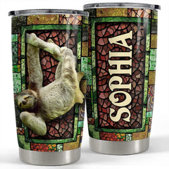 Personalized Sloth Tumbler Mosaic Style For Animal Lover