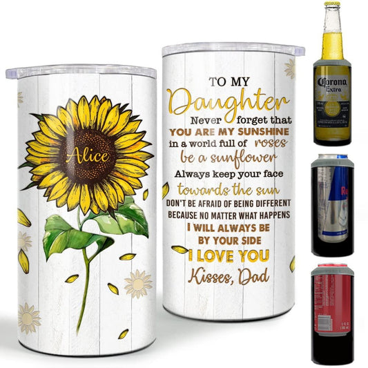 Personalized Sunflower Can Cooler Gift To Daughter From Mom