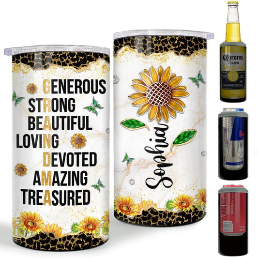 Personalized Sunflower Can Cooler Jewelry Drawing Style For Mother
