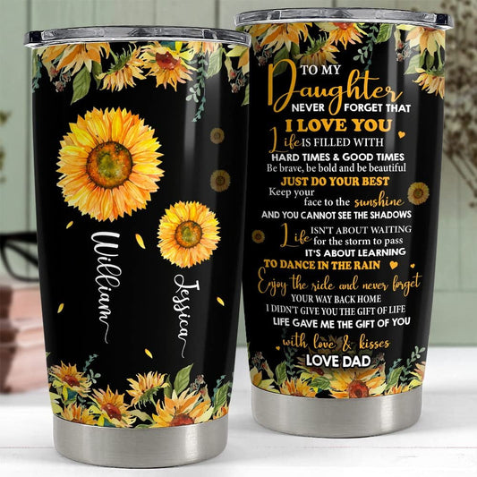 Personalized Sunflower Daughter Tumbler Gifts From Mother Father