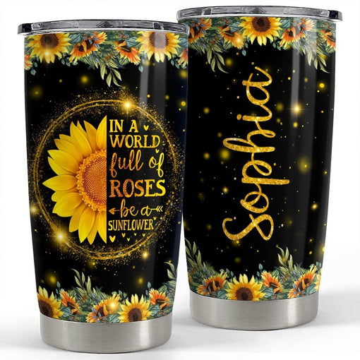 Personalized Sunflower Tumbler Glitter Gift For Women Girl Mother