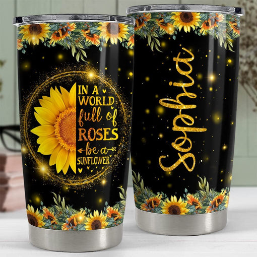 Personalized Sunflower Tumbler Glitter Gift For Women Girl Mother