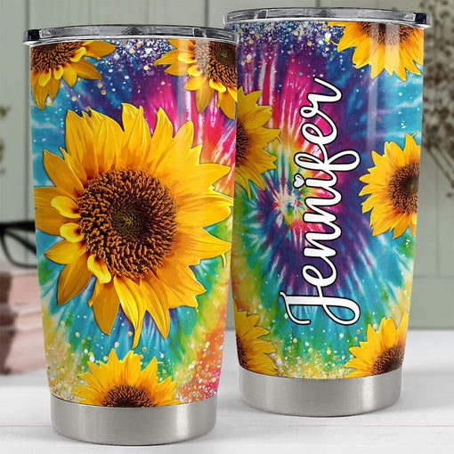 Personalized Sunflower Tumbler Hologram Tie Dye For Women Girl Sister