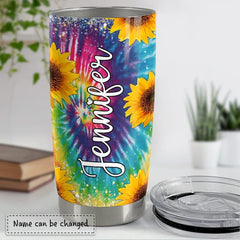 Personalized Sunflower Tumbler Hologram Tie Dye For Women Girl Sister