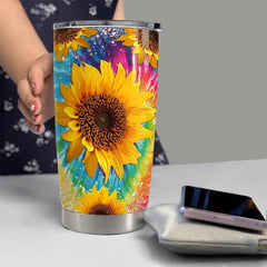 Personalized Sunflower Tumbler Hologram Tie Dye For Women Girl Sister