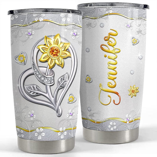 Personalized Sunflower Tumbler Jewelry Style Metal For Women Girl
