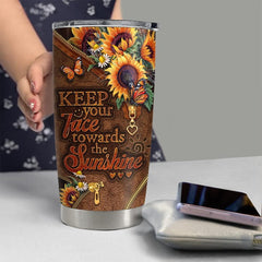 Personalized Sunflower Tumbler With Lid Motivation For Women Girl