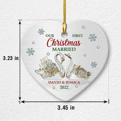 Personalized Swan Jewelry Style Ornament First Married