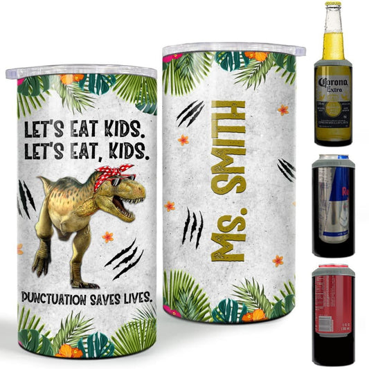 Personalized Teacher Can Cooler Funny Dinosaur Gift For New Assistant