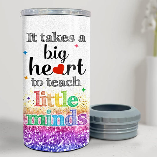 Personalized Teacher Can Cooler Glitter Drawing For Teaching Assistant