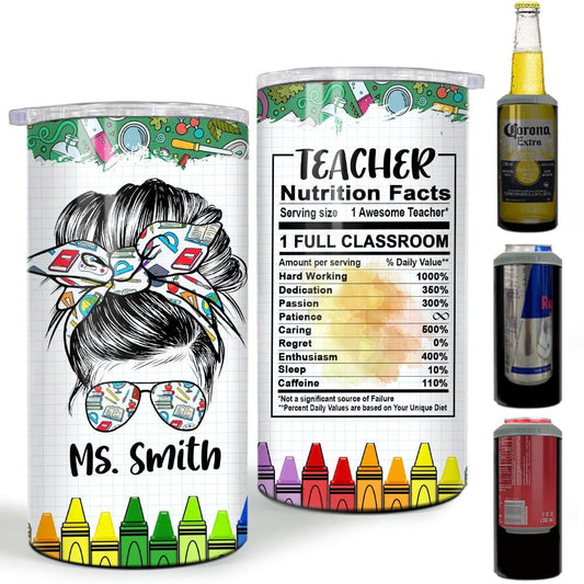 Personalized Teacher Can Cooler Nutrition Facts Gifts For Teacher