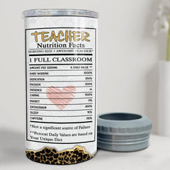 Personalized Teacher Can Cooler Nutrition Facts Marble Drawing