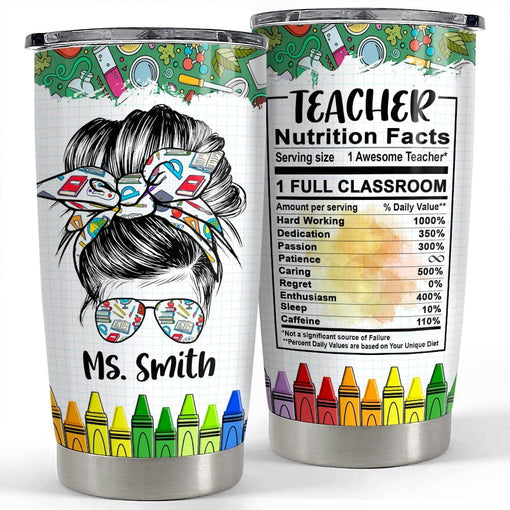 Personalized Teacher Tumbler Appreciation Nutrition Fact For Teacher