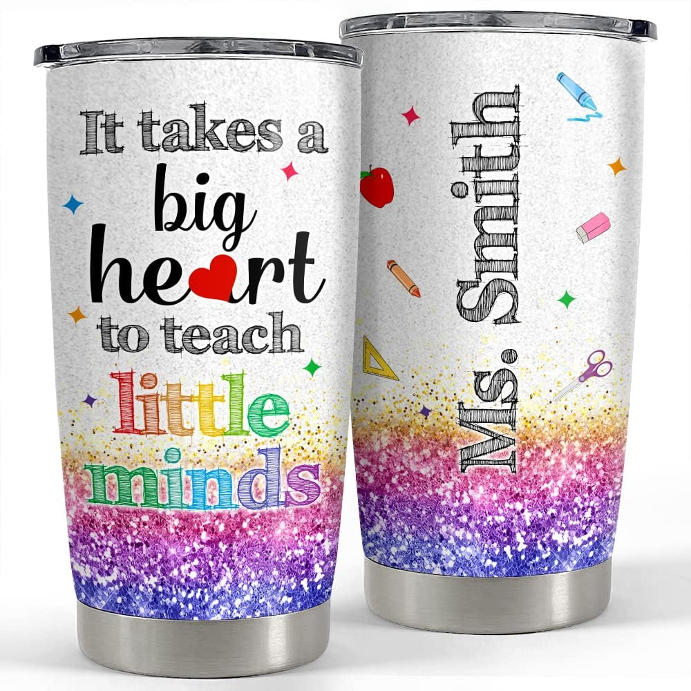 Personalized Teacher Tumbler Glitter Drawing Style Gift For Teacher