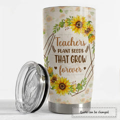 Personalized Teacher Tumbler Sunflower Plant Seeds That Grow For Teacher