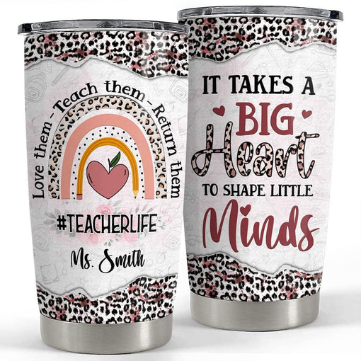 Personalized Teacher Tumbler Teachers Life Leopard Rainbow For Teacher